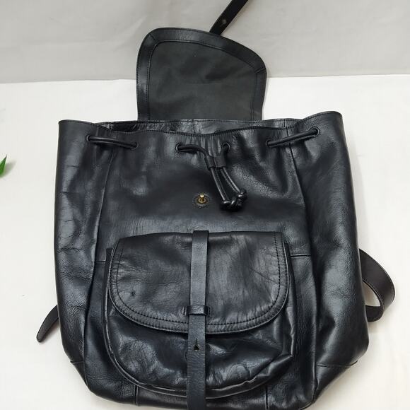 Madewell Black Leather Front Pocket Drawstring Large Backpack main image 5
